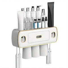 Wall Mount Toothbrush Holder Toothpaste Dispenser Set
