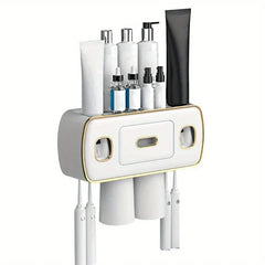 Wall Mount Toothbrush Holder Toothpaste Dispenser Set
