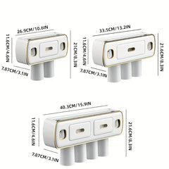 Wall Mount Toothbrush Holder Toothpaste Dispenser Set