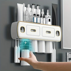 Wall Mount Toothbrush Holder Toothpaste Dispenser Set