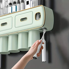 Wall Mount Toothbrush Holder Toothpaste Dispenser Set