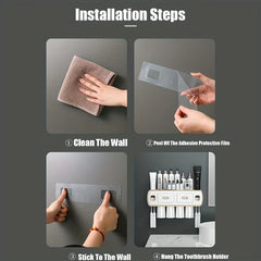 Wall Mount Toothbrush Holder Toothpaste Dispenser Set