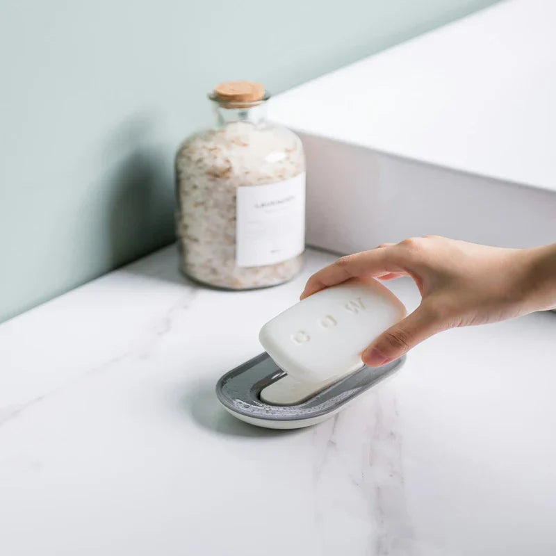 Waterfall Draining Soap Dish Holder Tray