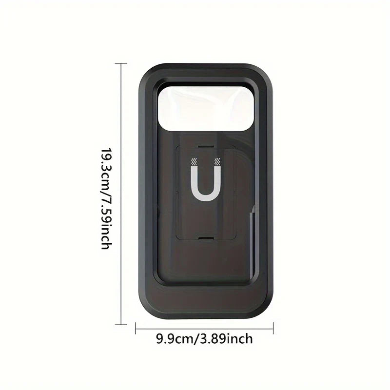Waterproof Bike Phone Mount - Phone holder case with marked dimensions of 19.3cm tall and 9.9cm wide