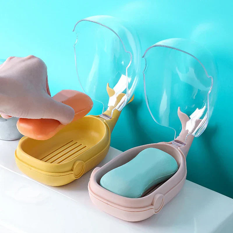 Whale soap holder self-draining dish near a kitchen sink