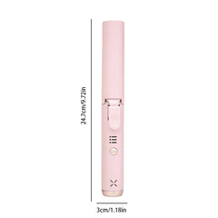 Pink cordless hair curler with size dimensions 24.7cm length and 3cm width