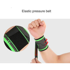 Wrist Brace Support - Adjustable compression wrist support being tightened by a hand, with inset showing its hook-and-loop fastener
