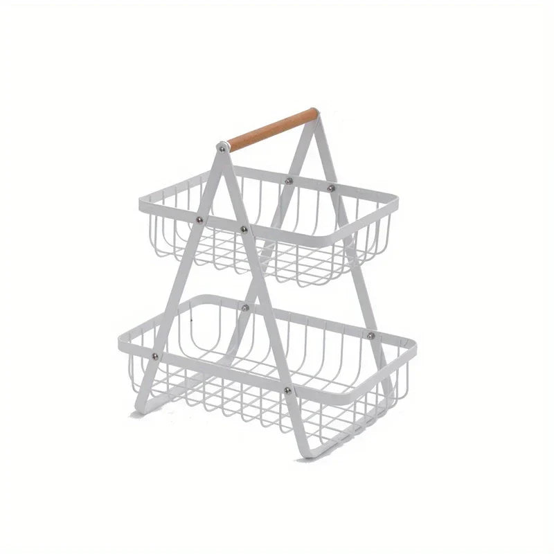 Soporte de cesta de frutas de alambre de hierro forjado