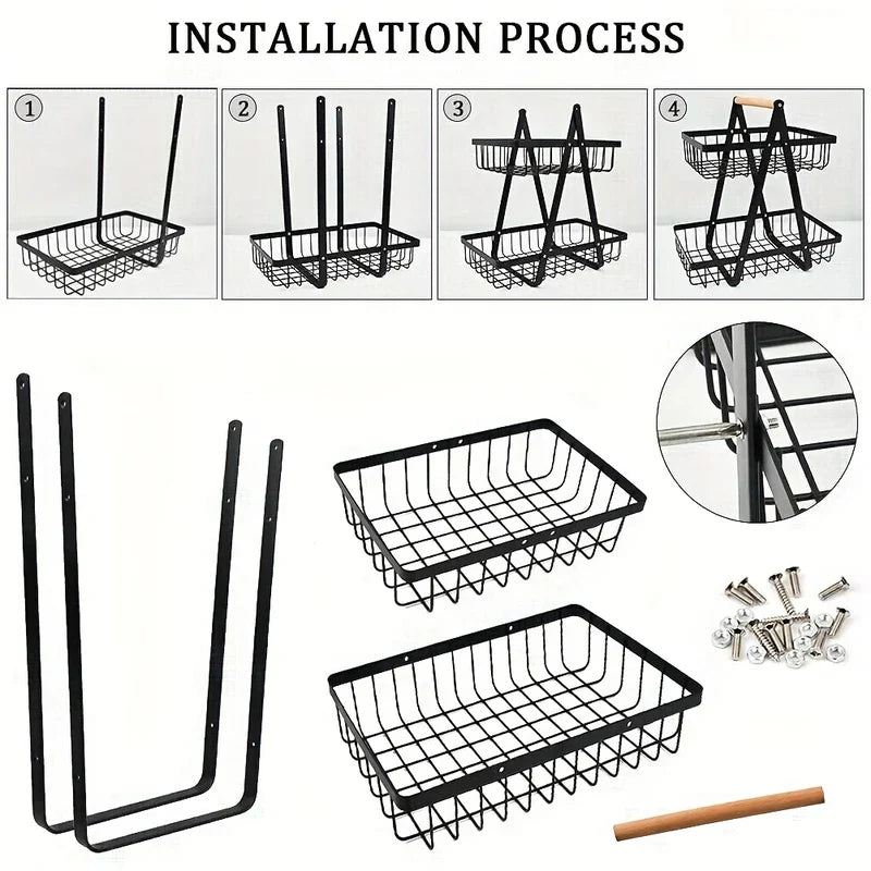 Wrought Iron Wire Fruit Basket Bowl Stand