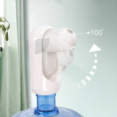 White water pump on a jug, with diagram showing 100° rotation of its head