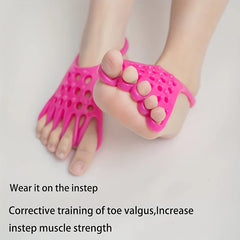 Foot Stretcher - Close-up of the stretch tool worn on feet, with individual loops for each toe