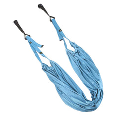 Stretching Strap - Light blue door-mounted stretch sling laid flat, showing webbing straps and padded door anchors