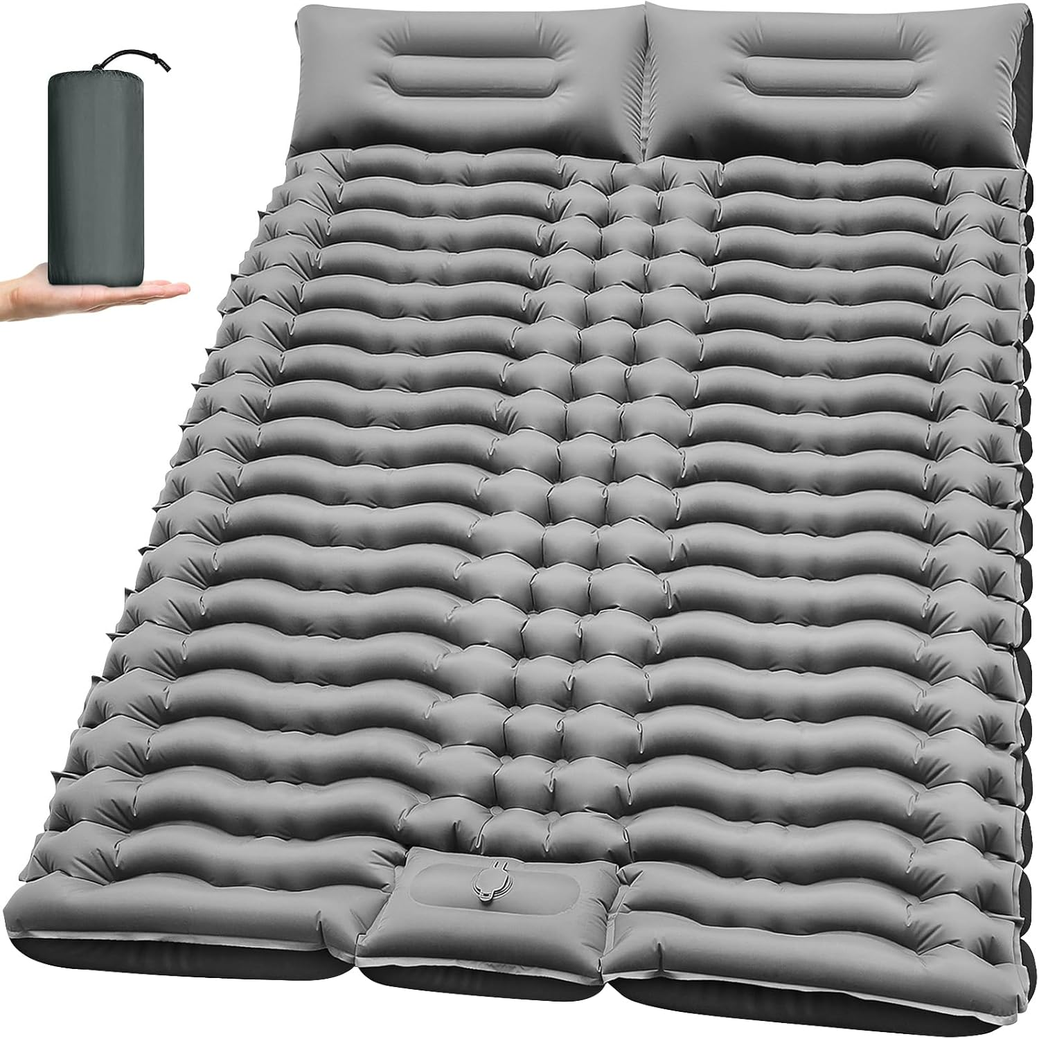 Double Camping Sleeping Pad – 4" Ultra-Thick Foot-Pump Design