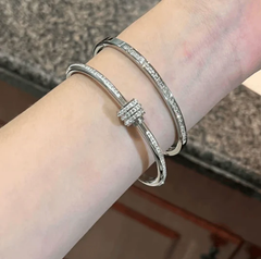 5-Piece Titanium Steel Starry Sky Bangles, 18K Gold-Plated