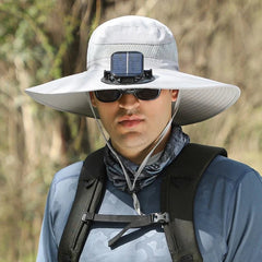 sombrero de ala ancha - Sombrero solar de ala ancha con 2 ventiladores New HomeGoods
