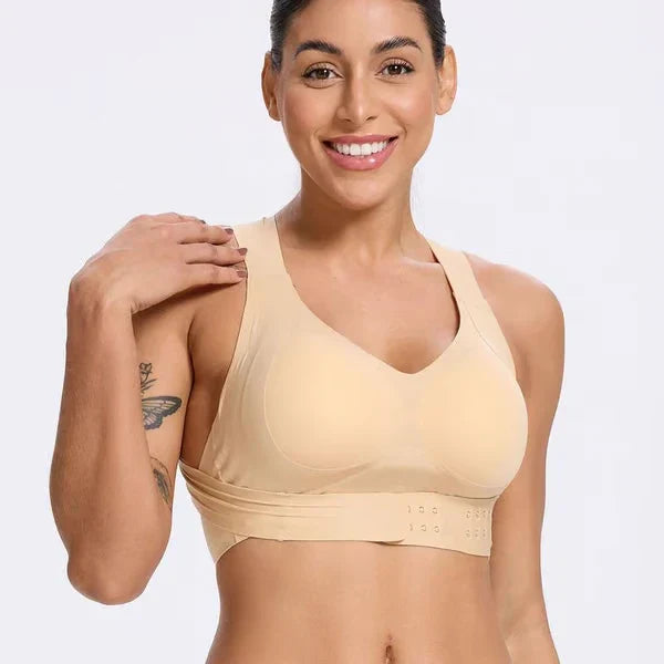 Posture corrector bra with seamless adjustable support