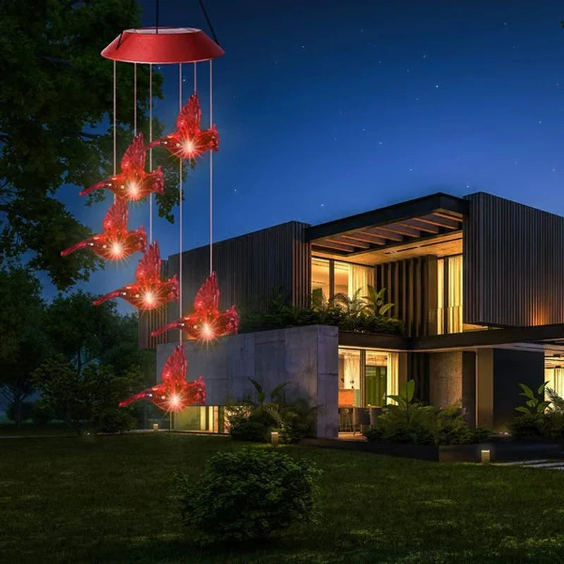 Enchanted Garden: Solar-Powered Color-Changing LED Wind Chimes - New HomeGoods