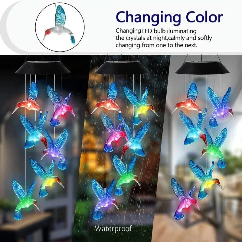 Enchanted Garden: Solar-Powered Color-Changing LED Wind Chimes - New HomeGoods