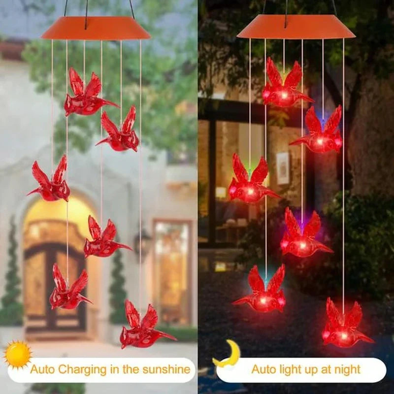 Enchanted Garden: Solar-Powered Color-Changing LED Wind Chimes - New HomeGoods