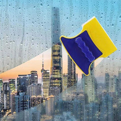 Limpiador de ventanas magnético: herramienta de limpieza que limpia el vidrio con marcas de agua para revelar una vista clara del horizonte urbano