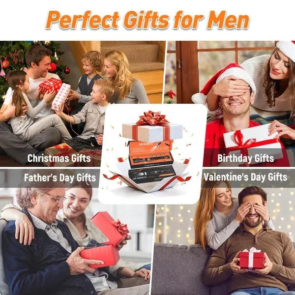 Collage of holiday and celebration scenes showcasing magnetic pickup tools as perfect gifts for men for Christmas, birthdays, Father's Day, and Valentine's Day.