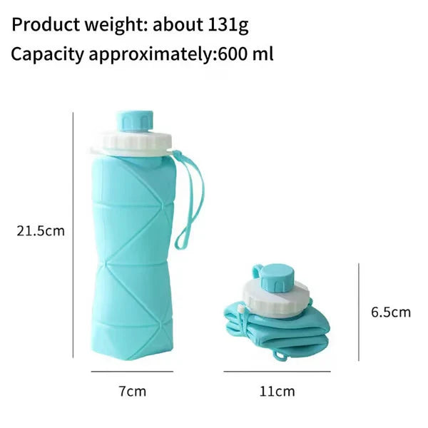 Botella de agua plegable de silicona: ideal para deportes, viajes y actividades al aire libre: reutilizable y libre de BPA