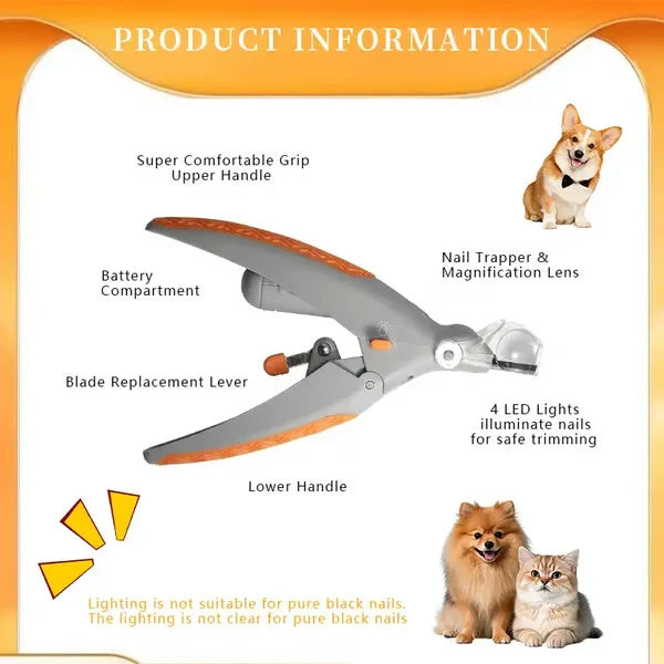 LED Light Pet Nail Clippers - 5X Magnification