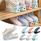 Adjustable double-layer shoe rack
