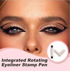 Rotating Eyeliner Pen - Symmetrical finished winged liner look with product rotating design illustration