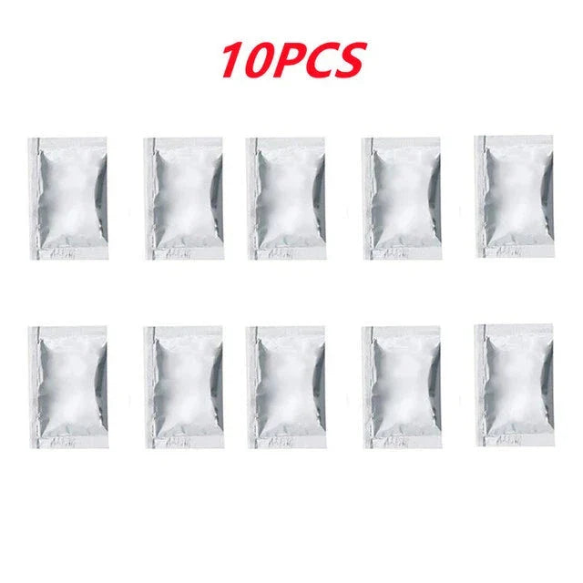 Electric Fly Trap - Ten individual silver foil bait packets arranged in two rows of five with red 10PCS text above