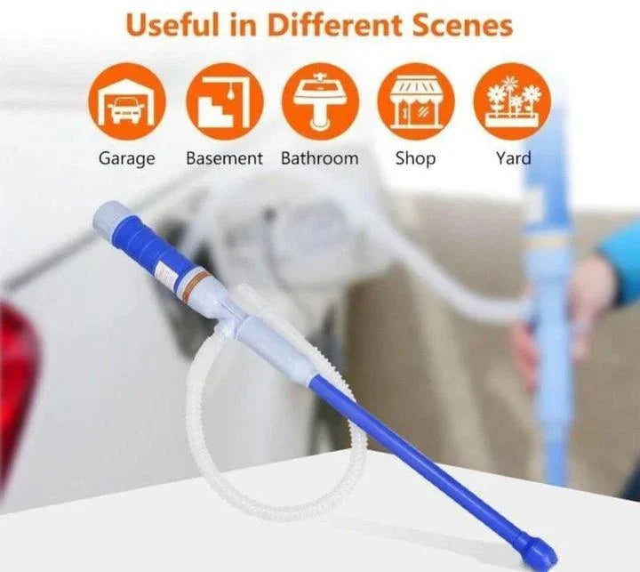 elektrische flüssigkeitspumpe - Elektrische Flüssigkeitspumpe auf einem Tisch ausgestellt, mit Symbolen für Garage, Keller, Badezimmer, Werkstatt, Hof und Text „Useful in Different Scenes"