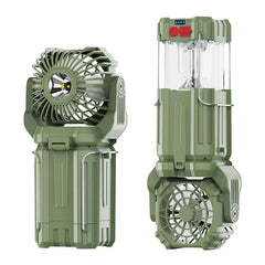Led Light - Two identical olive green folding camping fan lantern units are shown side by side in different positions against a plain white background.