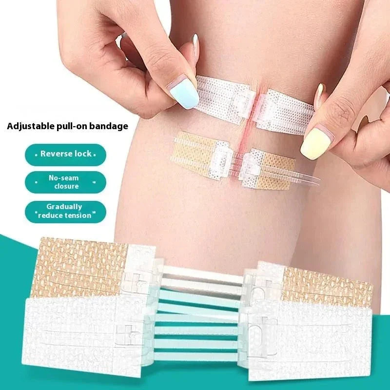 Close-up of the emergency wound closures device adhesive strips