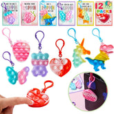 Joyfy 12 Packs Valentines Day Cards with pop Fidget Keychains Toys, Fidget Valentines Day Cards for Kids School Classroom Exchange Card Gifts