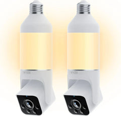 WYZE Bulb Cam Security Camera, 2K HD Outdoor Light Bulb Camera, Color Night Vision, Dimmable LED Bulb, Motion Detection, Siren Alarm, Works w/Alexa/Google Assistant (2 Pack)