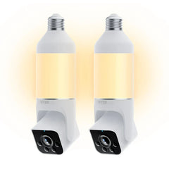 WYZE Bulb Cam Security Camera, 2K HD Outdoor Light Bulb Camera, Color Night Vision, Dimmable LED Bulb, Motion Detection, Siren Alarm, Works w/Alexa/Google Assistant (2 Pack)