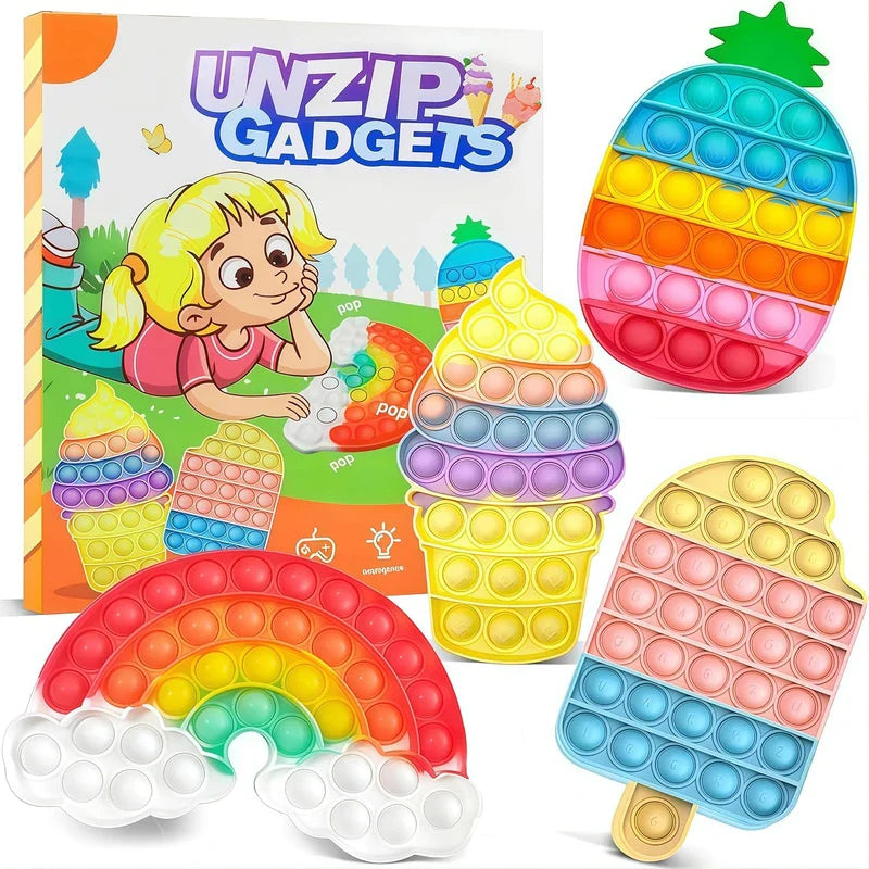 Rainbow Fidget Toy Set - Stress Relief Squeeze Toys for ADHD & Autism