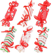 Christmas Candy Gift Boxes - 24pcs Festive Treat Bags with Red Ribbon