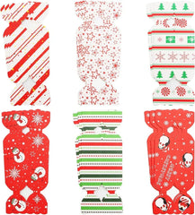 Christmas Candy Gift Boxes - 24pcs Festive Treat Bags with Red Ribbon