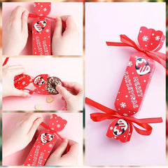 Christmas Candy Gift Boxes - 24pcs Festive Treat Bags with Red Ribbon