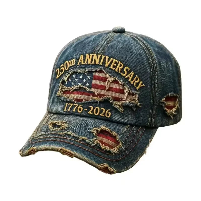 Gorra de béisbol conmemorativa del 250 aniversario de EE. UU., snapback unisex de algodón lavado estilo vintage