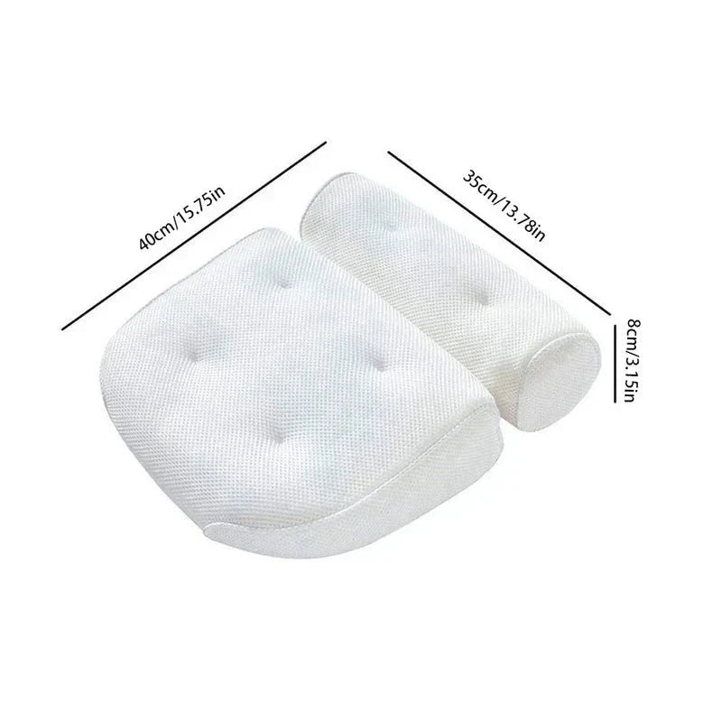 White bath pillow with dimension labels showing 40cm, 35cm, and 8cm measurements on white background
