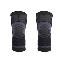 Compression Knee Sleeve - Pair of dark gray and black knee sleeves with circular knee support and hook-and-loop straps