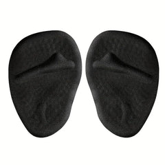 High Heel Forefoot Cushions - Pair of black textured teardrop-shaped shoe insoles, displayed side by side on a white background