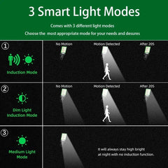Remote Control - Diagram showing 3 smart light modes with their motion-activated and constant lighting behaviors