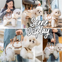 HIPIPET dog carrier bag scene display: handheld and shoulder carry for small dogs
