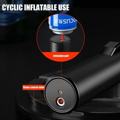 Bottom of a butane torch lighter showing labeled inflatable port and flame control valve, with refill canister diagram