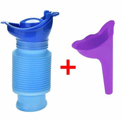 Portable telescopic urinal bottle with female urination funnel set, blue and purple