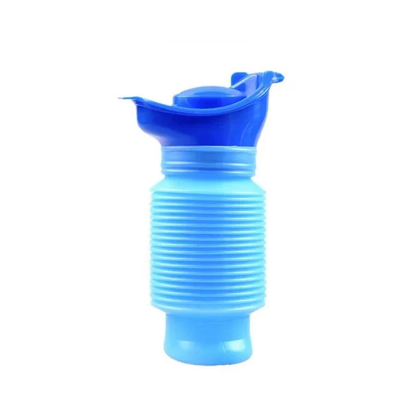 Blue extendable portable unisex urinal bottle, travel emergency urine container
