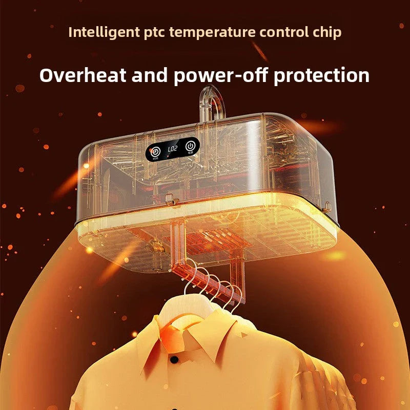 Foldable portable dryer control panel and hook
